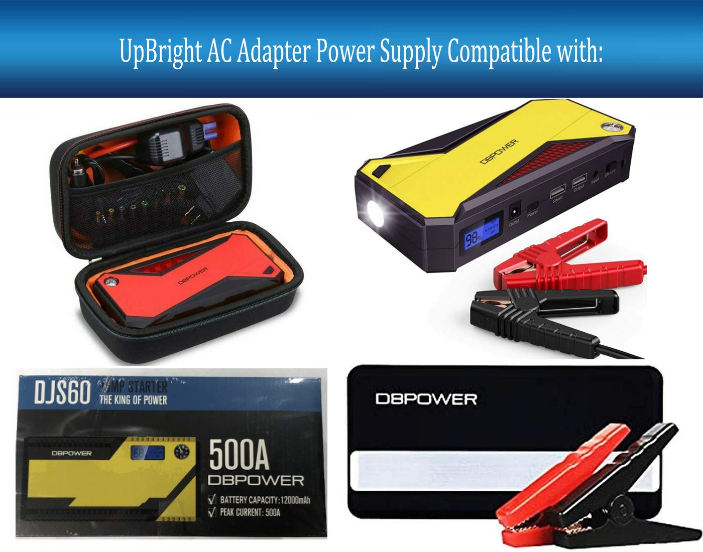 UpBright 15V AC/DC Adapter Compatible with DBPower DJS60 AP0384 DJS10 DJS20 DJS30 DJS50 DB Power DJS 10 20 30 50 60 400A 500A 600A 800A Peak Amp 12V…
