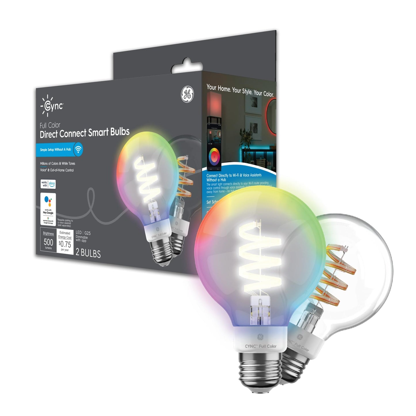 GE CYNC Smart LED Light Bulbs, G25 Globe Bulb Room Décor Aesthetic