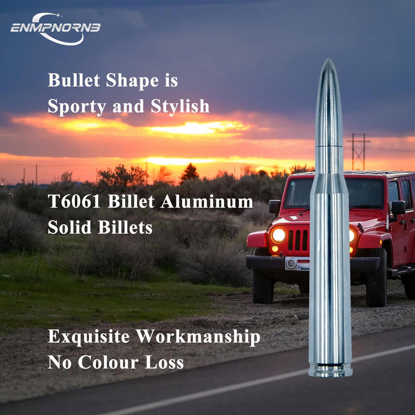 Enmpnornb 5.5inch Chrome Stubby Bullet Antenna Replacement for Various car Models,Dodge, Chevrolet, Raptor Truck Antenna Accessories