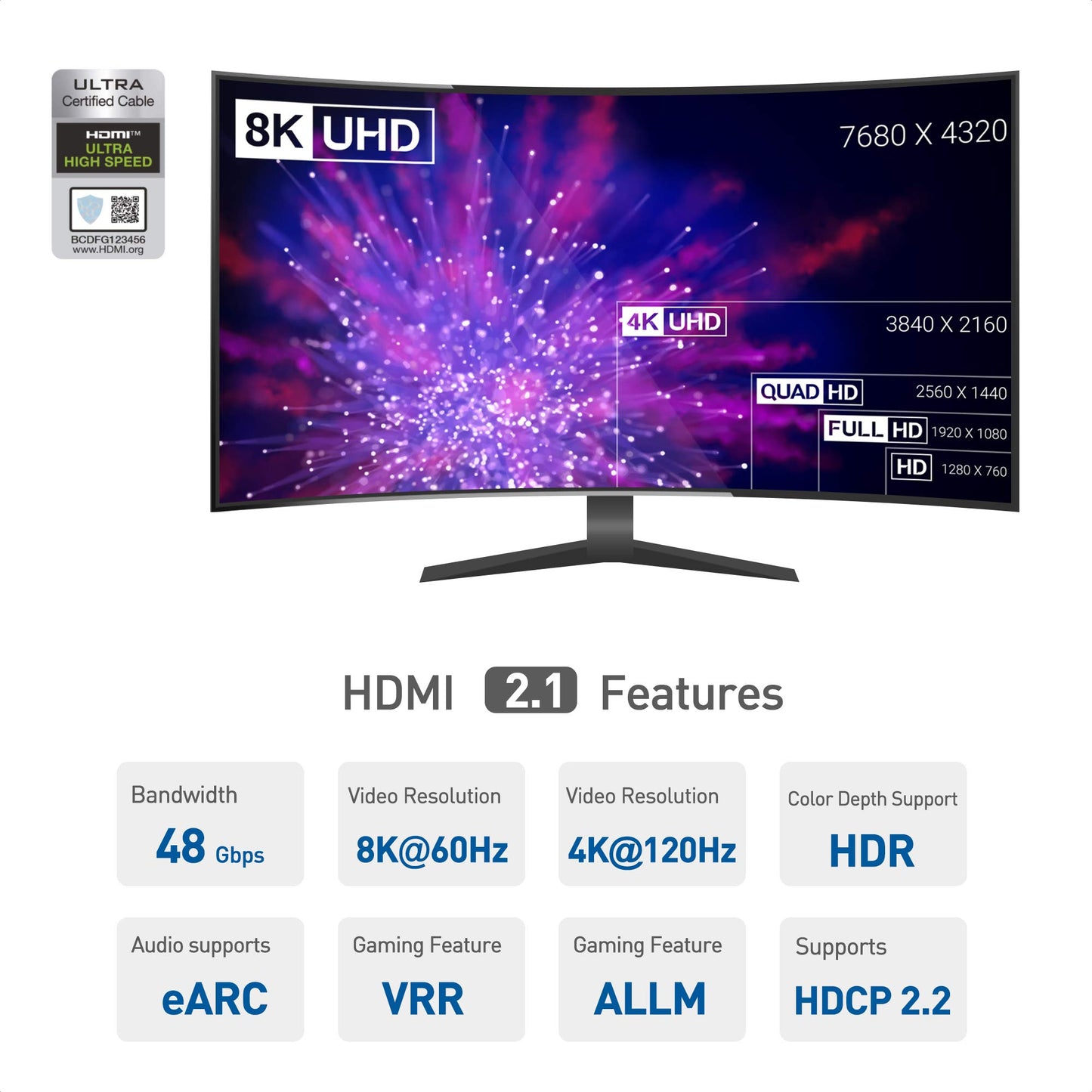 [Designed for Xbox Certified] Cable Matters Unidirectional Active 8K @60Hz Fiber Optic HDMI Cable 32.8 ft / 10m - Supporting 8K@60Hz 4K@120Hz HDR