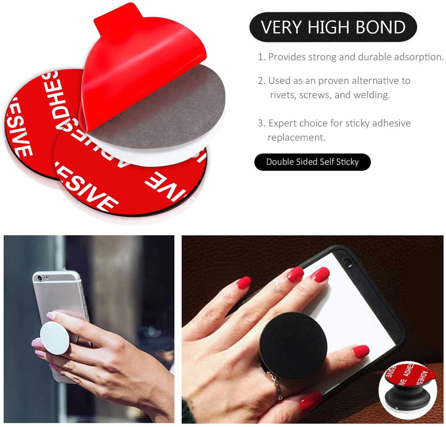 AZXYI Very High Bond Sticky Adhesive, 9 Pack Adhesive Replacement for Socket Base, 1.4 inches Double Sided Sticker Tapes for Phone Collapsible Grip