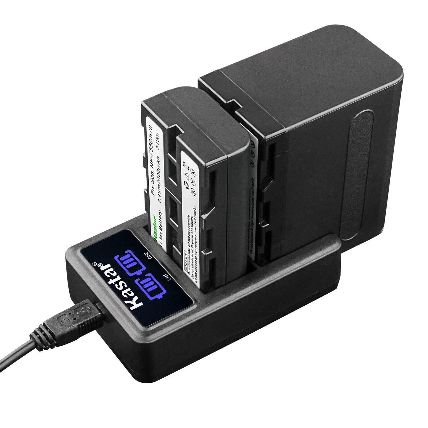 Kastar 4-Pack NP-F570 Battery and LED2 USB Charger Compatible with MVC-CD1000 MVC-CD400 MVC-CHF81 MVC-CKF81 MVC-FD100 MVC-FD200 MVC-FD5 MVC-FD51