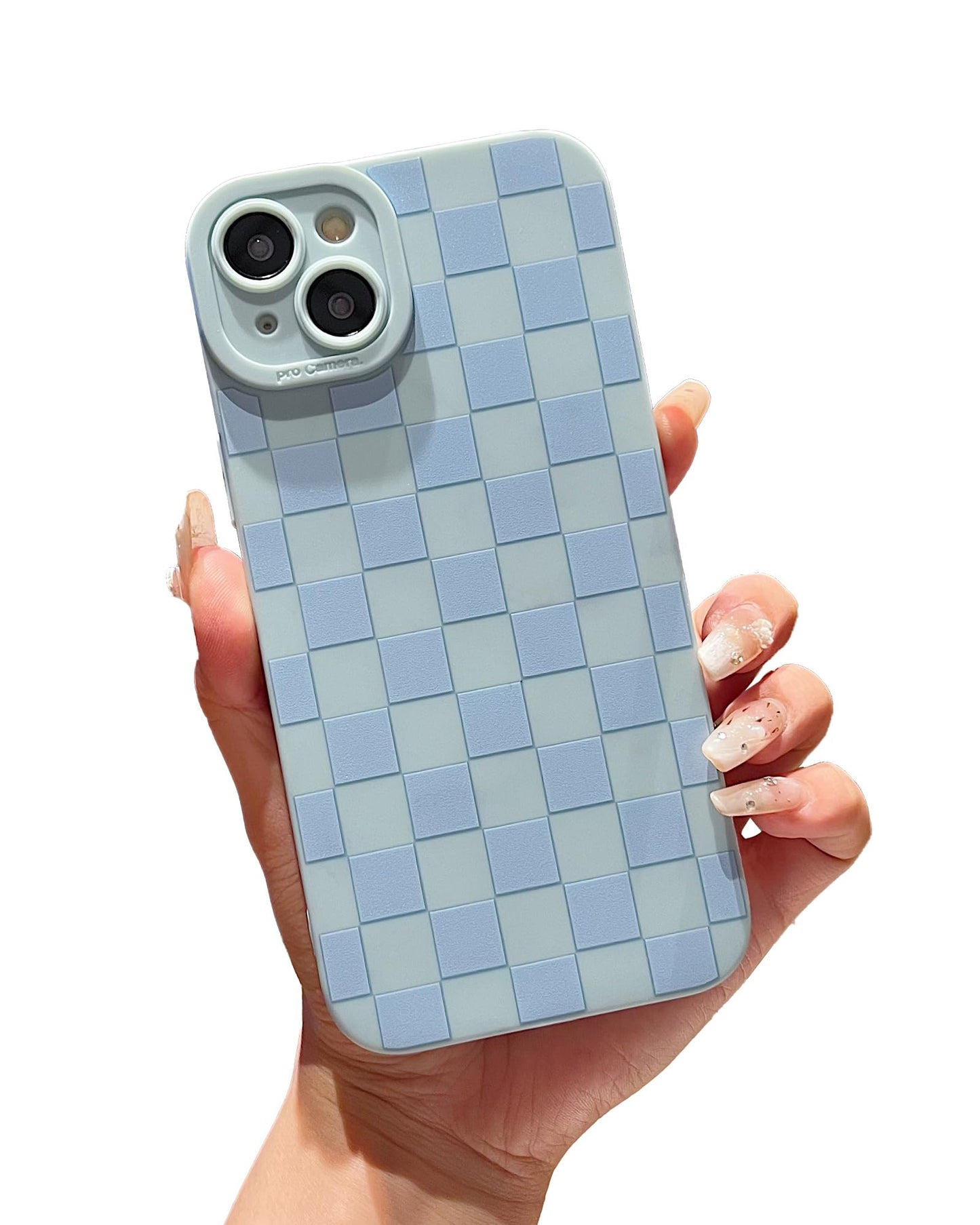 YUMUPIFE Plaid Pattern Phone Case,for iPhone 15(6.1”) Light Blue