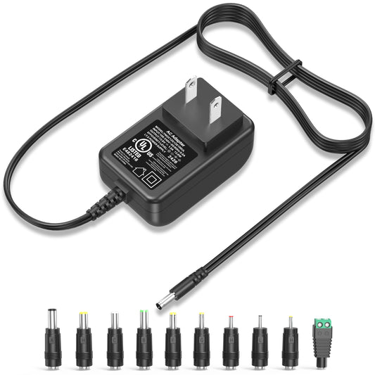 UL Listed 12V 1A 0.8A 0.5A Power Supply 12W Charger AC Adapter 12.0V 1000mA 800mA 600mA 500mA 300mA Regulated 12 Volt DC Switching Power Cord Plug…