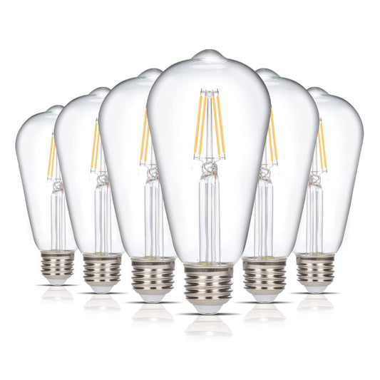 Simba Lighting LED Edison Vintage Filament ST21 4W Bulbs E26, 2700K, 6 Pack