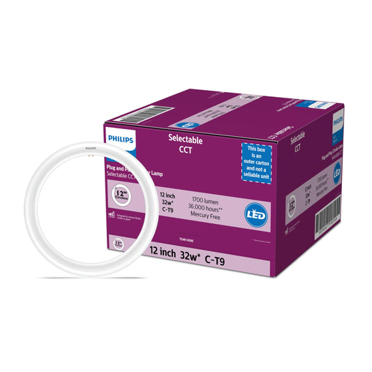 PHILIPS 12" Circline 4-CCT Selectable White Color Temperature Plug and Play T9 Type A LED, 1-Pack