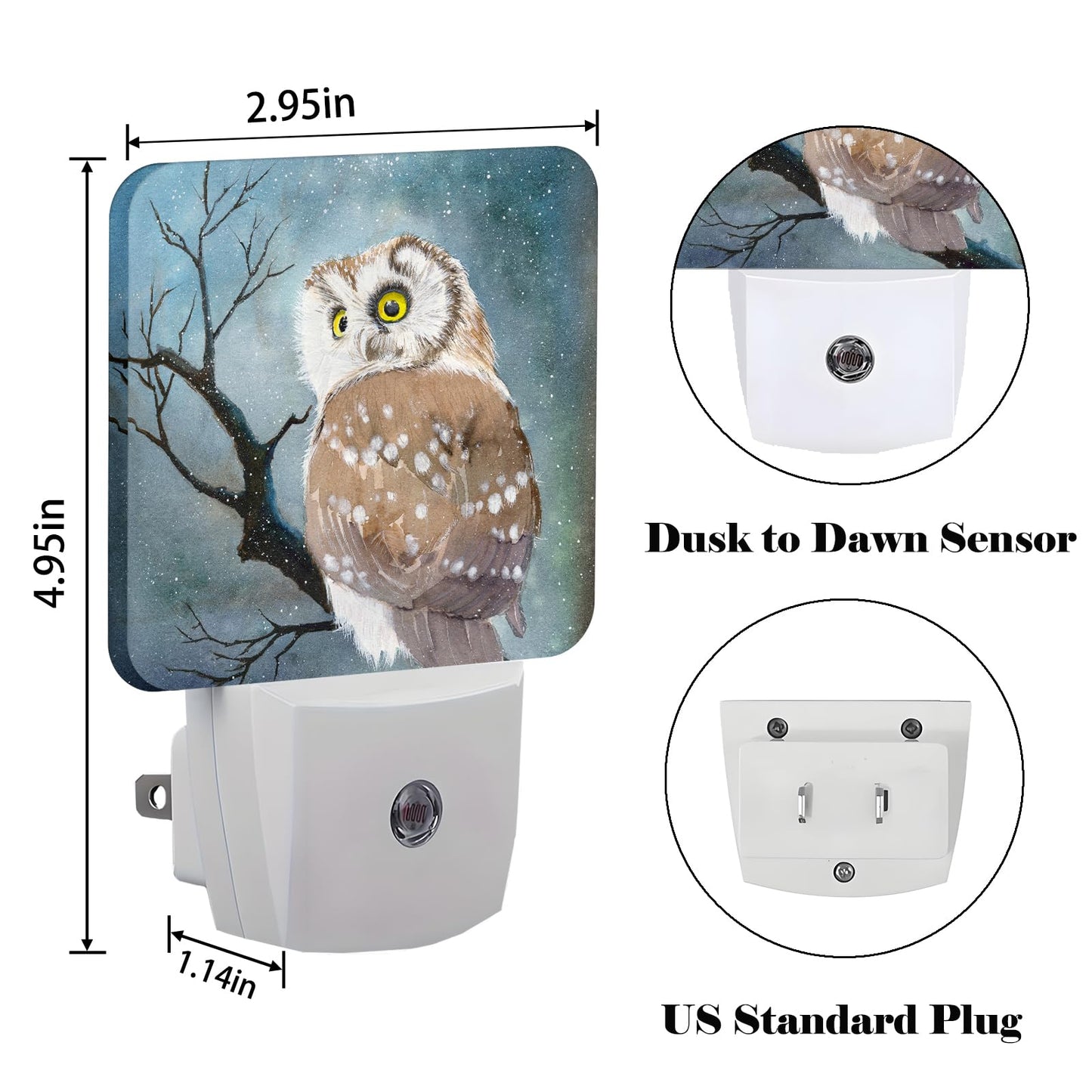 FSHVQKD Winter Snow Cute Night Light,Plug Into Wall with Dusk to Dawn Light Sensors, Warm Nightlights for Bedroom, Bathroom, Hallway, Kitchen, Gifts