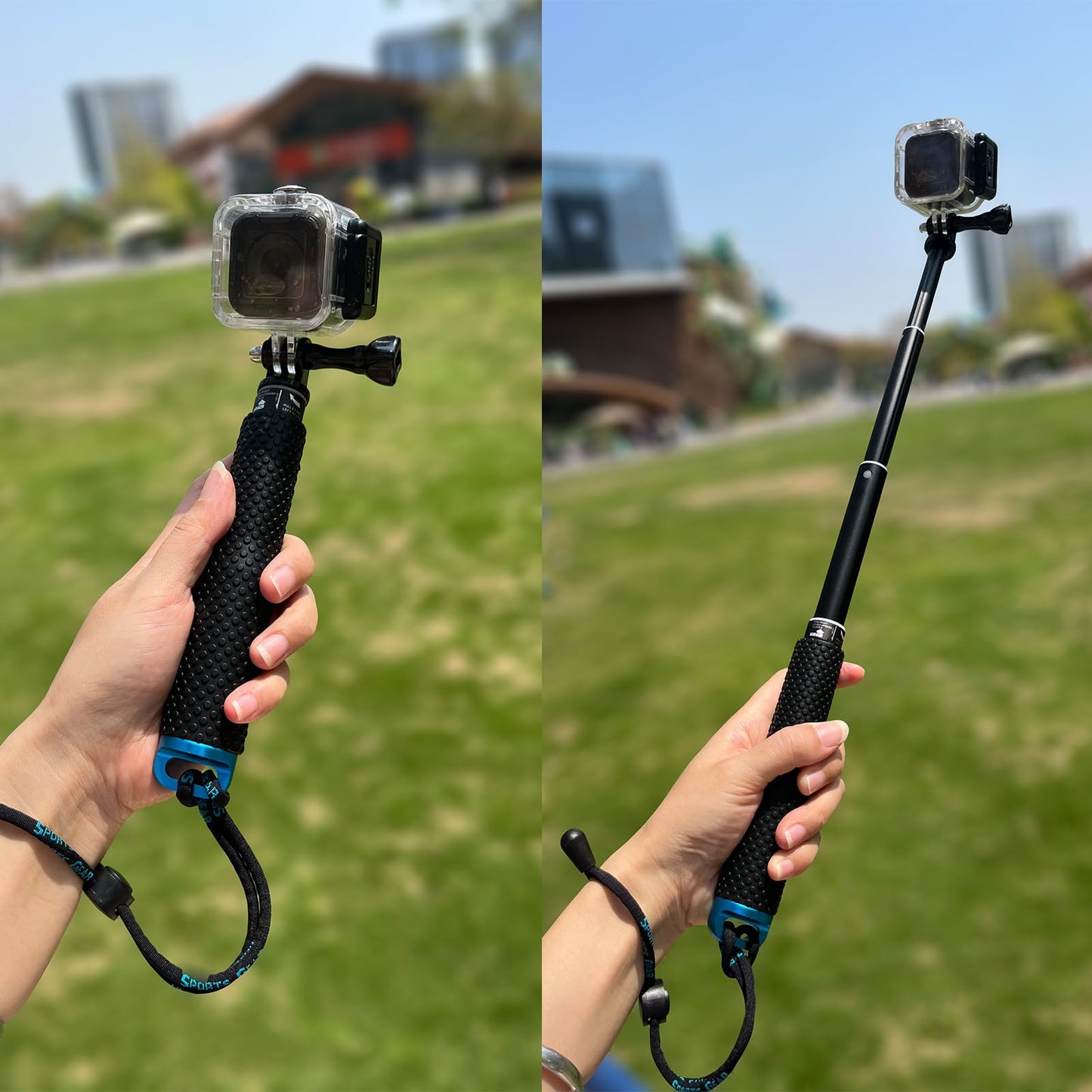 Trehapuva 19” Short Extension Selfie Stick Compact Handle Grip Adjustable Waterproof Monopod Pole Compatible with GoPro Hero 13 12 11 10 9 8 7 6 5