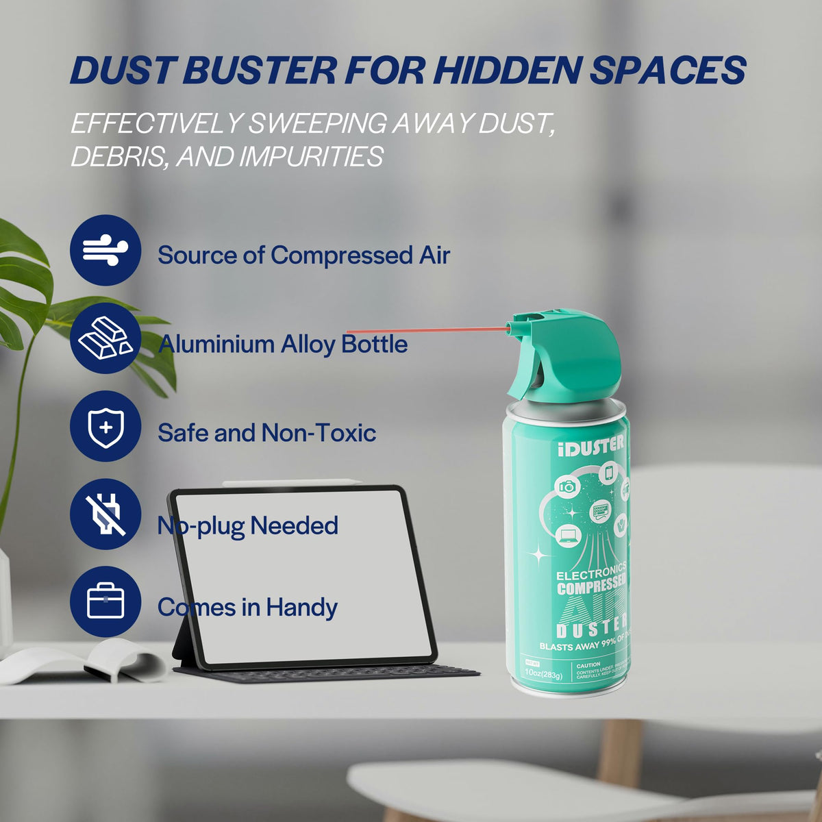 3PCS 10oz Compressed Canned Air Duster for Computer - iDuster Disposable Electronic Keyboard Cleaner for Cleaning Duster