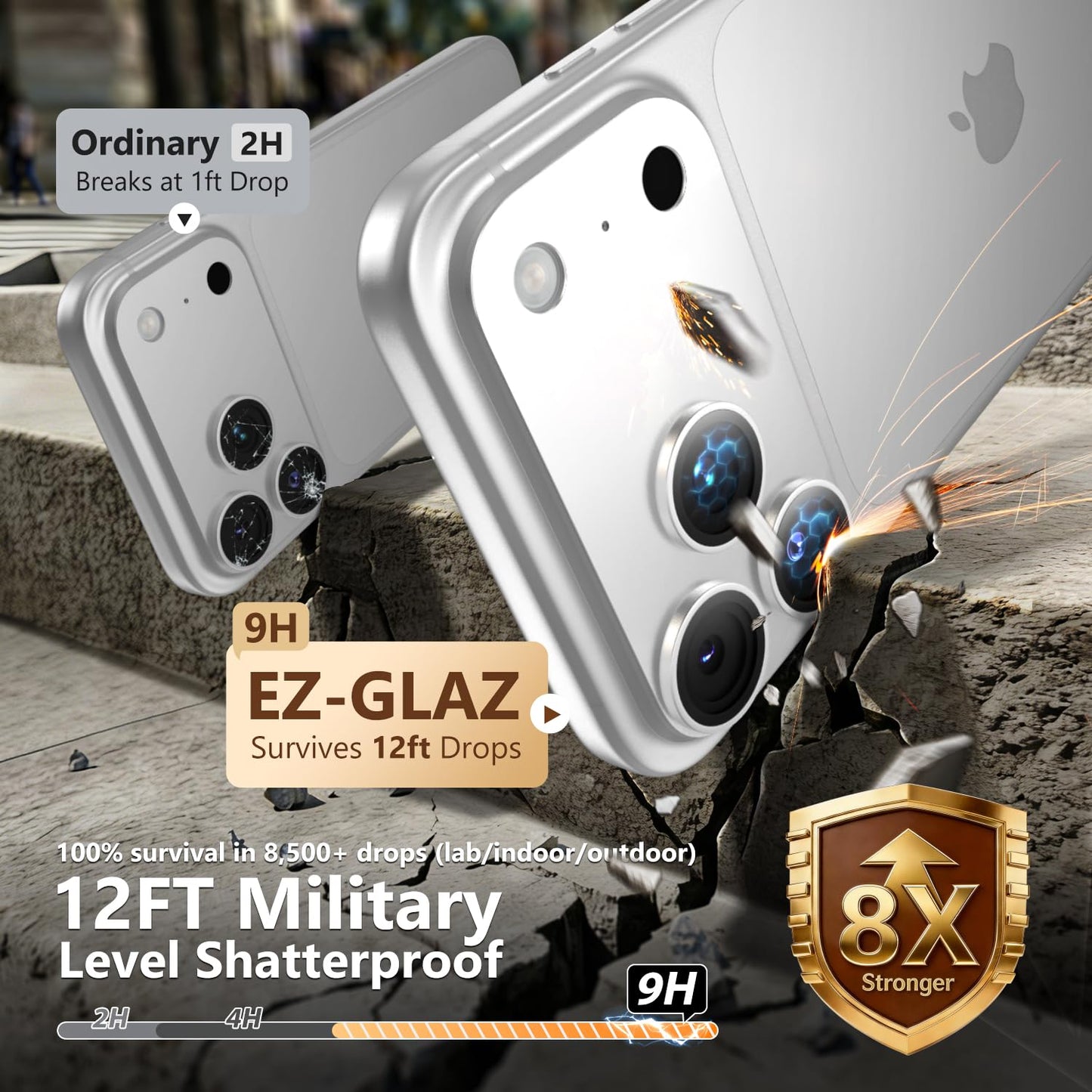 EZ-GLAZ-for iPhone 17 Pro Max Camera Lens Protector, Metal Frame with Installation Tool, Military-Grade 9H+ Tempered Glass, Full Coverage
