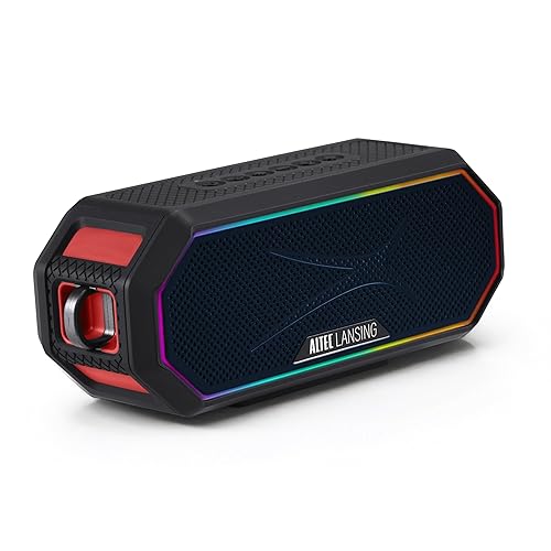 Altec Lansing Magnetic Bluetooth Speaker HYDRAJOLT 2.0, Waterproof IP67, 12W Output Power, 16H Battery, Multicolor LED, 100ft Wireless Range, Voice