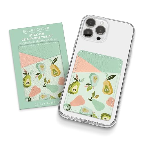 Studio Oh! Stick-On Cell Phone Wallet, Slim Adhesive Card Holder & ID Card Holder for Phone Case, 2-Pocket with Strong 3M Adhesive, Holds Credit