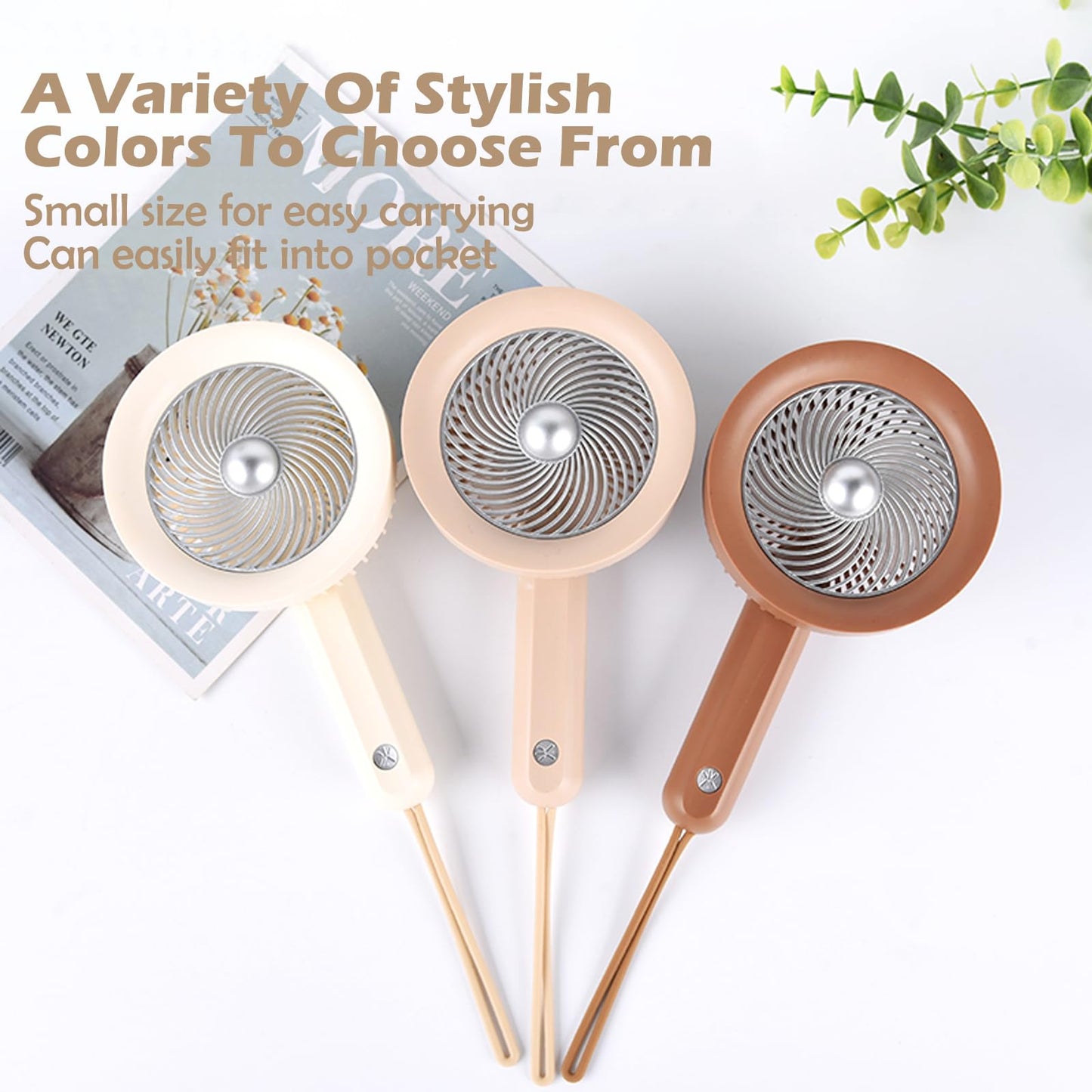 Ericfavre Portable Fan For Travel, 3 IN 1 USB Rechargeable Handheld Mini Fan For Women, Personal Portable Small Fans Foldable Cute Design 6 Speed Wind