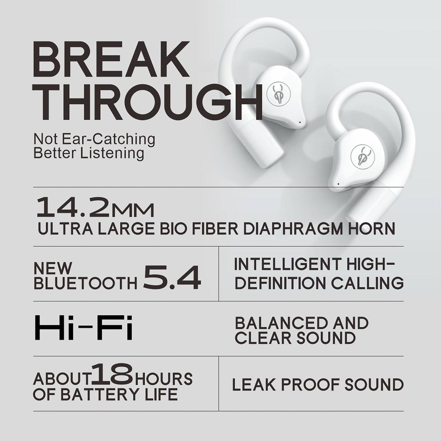 ICESOMNUS Sabbat Q12 Jurassic-Themed Open-Ear Bluetooth 5.4 Headphones, Ear-Hook Wireless Earbuds, Non-in-Ear Sport Running Earphones, High-Fidelity…