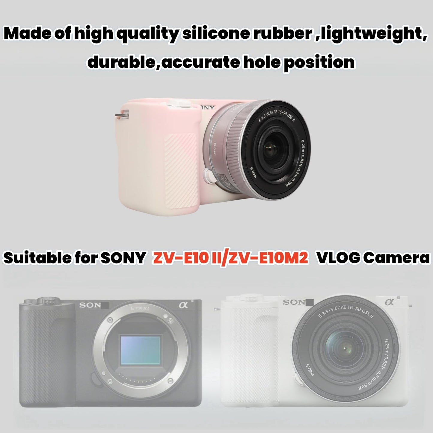 SZHSYJY Camera Case for Sony ZV-E10 II/ZV-E10M2 Digital Camera,ZV-E10 II Soft Silicone Protective Bag,Anti-Scratch Slim Fit Soft Sleeve with ZV-E10 II