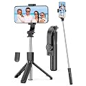 Portable Selfie Stick, 4 in 1 Extendable Phone Tripod Stand with Detachable Wireless Remote & Phone Holder 360° Rotating Mini Travel Tripod Compatible