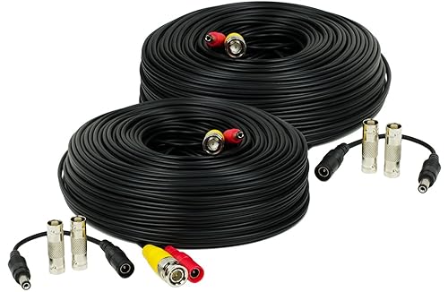 Amcrest 2-Pack 150 Feet Pre-Made All-in-One Siamese BNC Video and Power CCTV Security Camera Cable with Two Female Connectors for 960H & HD-CVI Camera