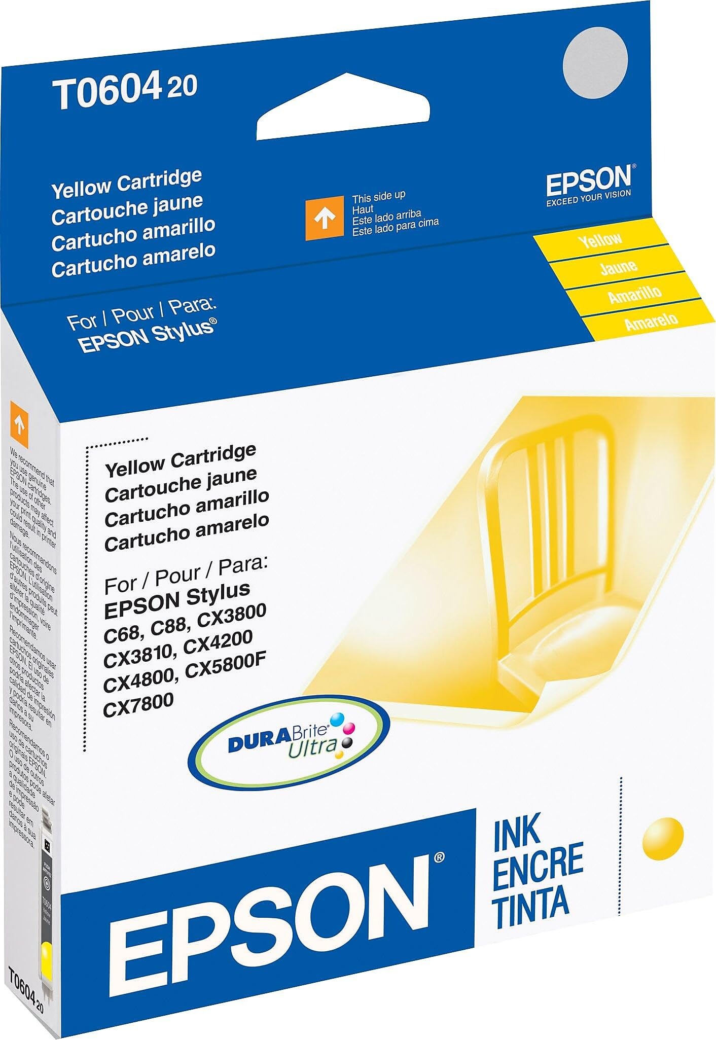 Epson America Inc. Products - Inkjet Cartridge, 400 Page Yield, Yellow Ink - Sold as 1 EA - Ink cartridge is designed for use with Epson Stylus C68