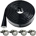 TSYCWQ 5Ft 3/8" Flame-Retardant & Heat-Insulating Silicone Coated Fiberglass Casing with 4 Stainless Steel Clamps - Heat Protection Fit for Automotive