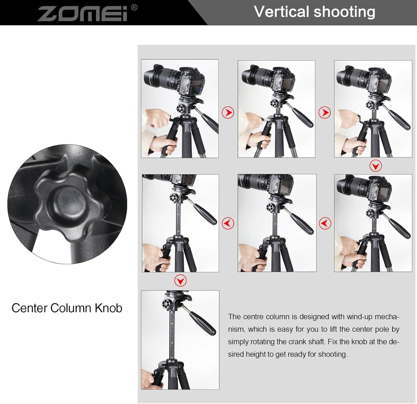 Camera Tripod, ZOMEI Q111 55-inch Smartphone Tripod Flexible Aluminum Travel Tripod with 3-Way Pan Head and Phone Holder, for Photography YouTube
