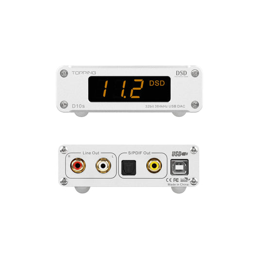 Topping D10s HiFi USB DAC - ES9038Q2M DAC XMOS XU208 PCM384kHz DSD256 Hi-Res Audio Desktop Decoder for PC Silver