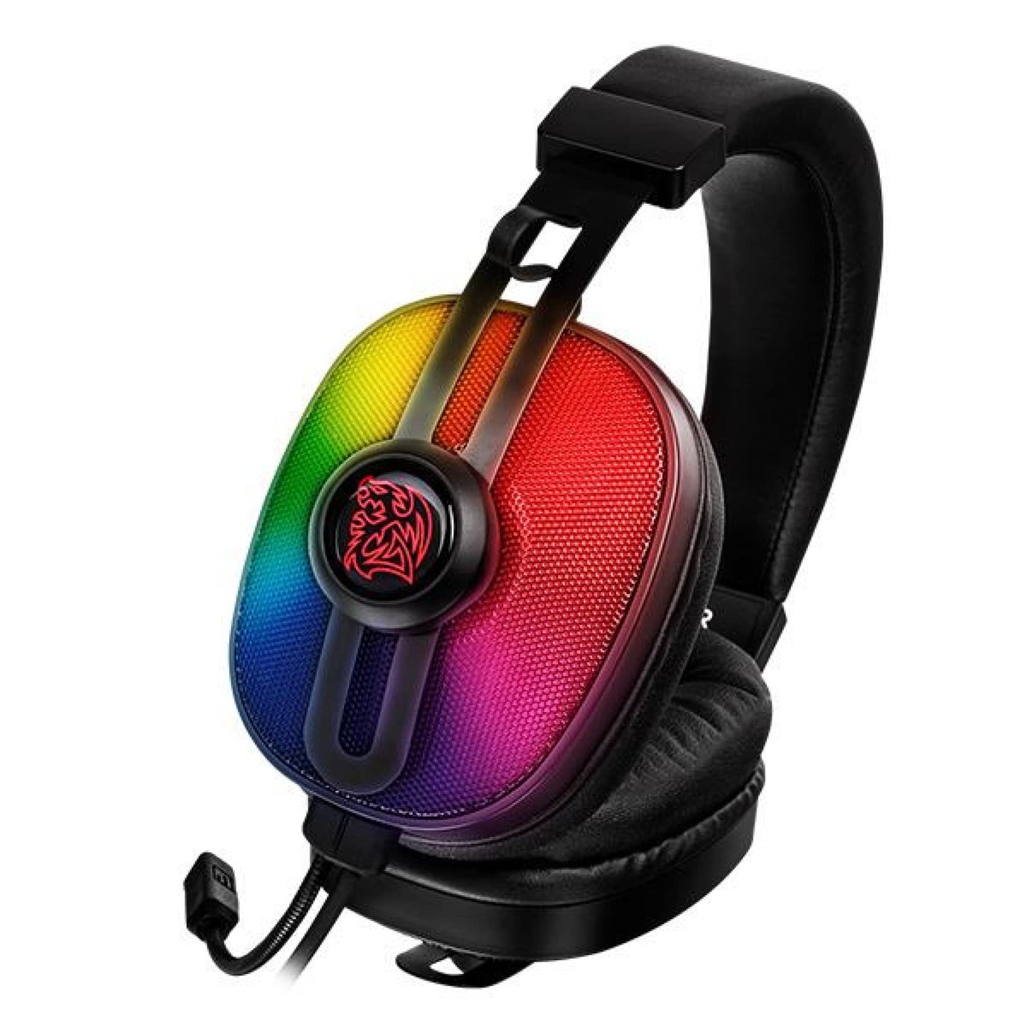 Tt eSPORTS Thermaltake Pulse G100 RGB 53mm Neodymium Driver Adjustable Leatherette Headband Lightweight Gaming Headset,Black