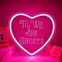 Heart Neon Sign Love Neon Light Signs for Wall Decor Dimmable Valentine's Day Neon Decorations for Party Bedroom Living Room Til We Are Ghosts LED