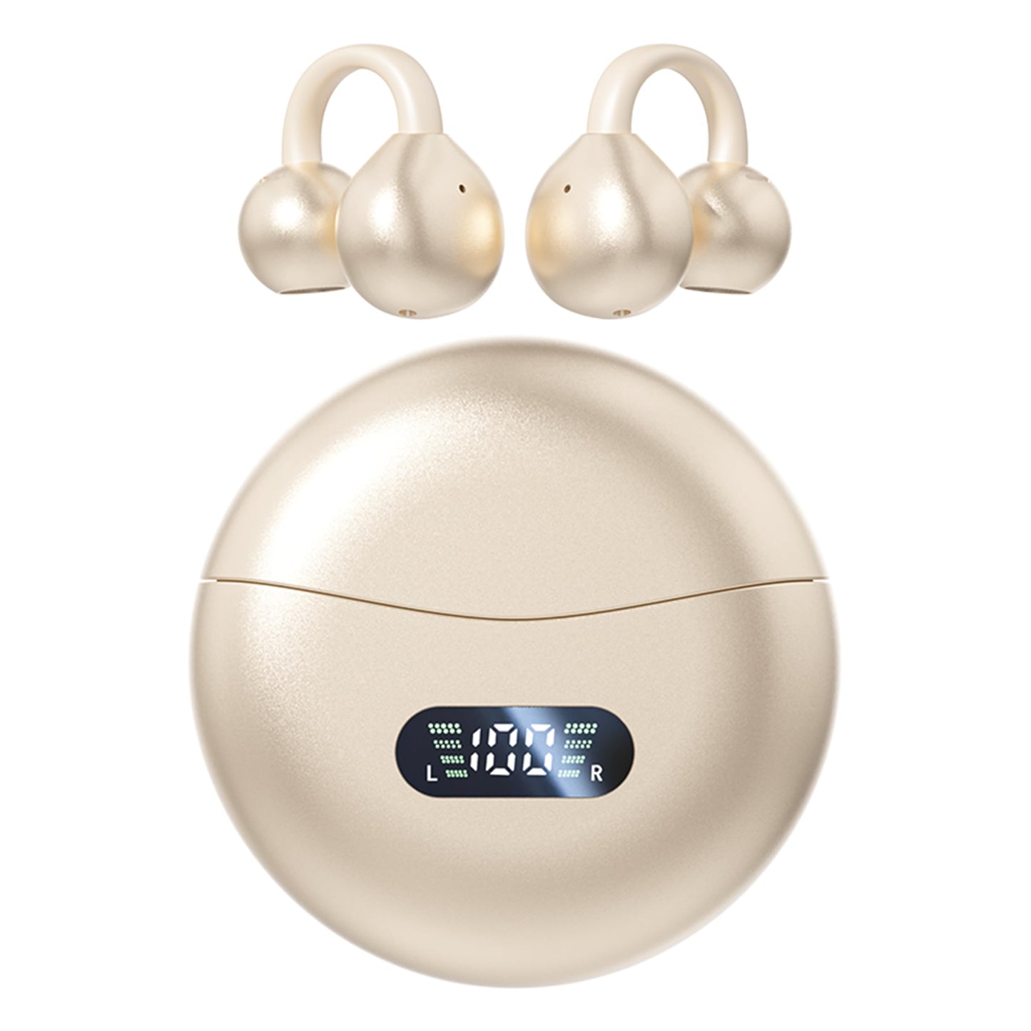 MAcnas Open Ear Clip Headphones Wireless Earbuds Bluetooth 5.4 Sports Earphones Wireless Charging Case & LED Power Display Waterproof Fitness