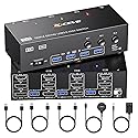 KVM Switch 3 Monitors 3 Computers 8K@60Hz, ANGEET HDMI Displayport Triple Monitor KVM Switch,3 Monitor KVM with 4 USB 3.0 Ports for Keyboard Mouse