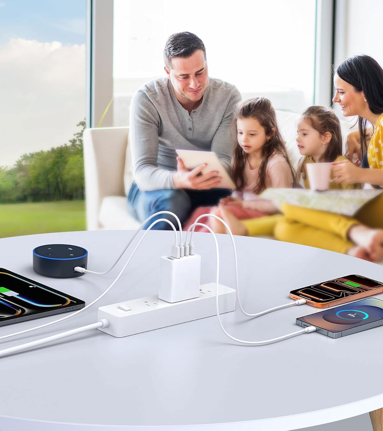[2-Pack] 60W Multi-Port USB-C Fast Charging Module, 5-Port Wall Charger, Compatible with iPhone 17/16/15/14/13/Pro Max/Plus Series, iPad, Samsung