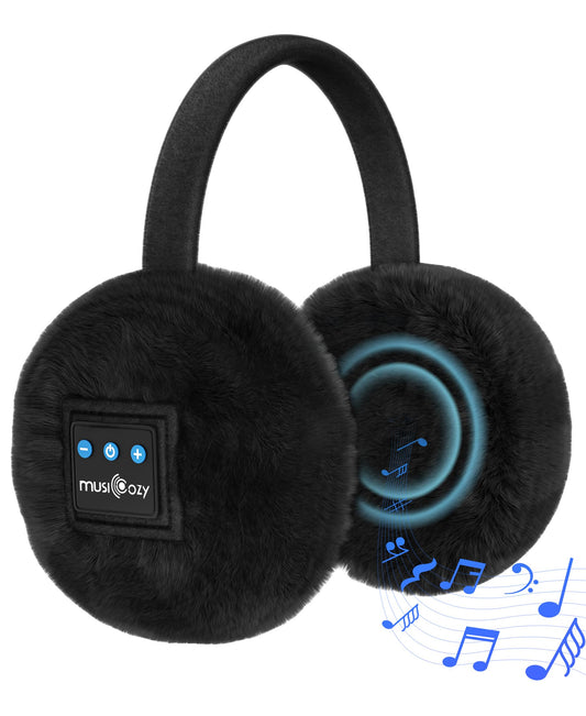 MUSICOZY Earmuffs Women's Winter Ear Warmers Muffs Soft 5.4 Bluetooth Muisc Earmuffs Covers for Jogging Skiing Skating Travelling Hiking Gifts_Black
