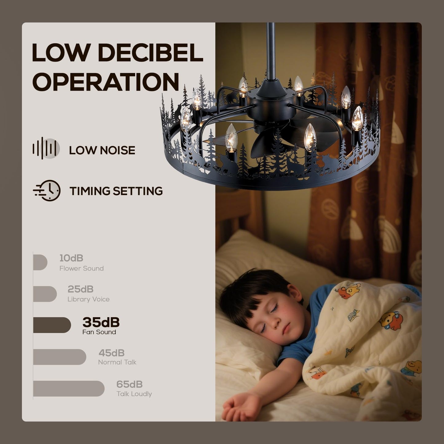 MOOONICHE 25'' Farmhouse Ceiling Fan with Light and Remote, Rustic Light Fixtures with Adjustable Height, Black Chandeliers for Living