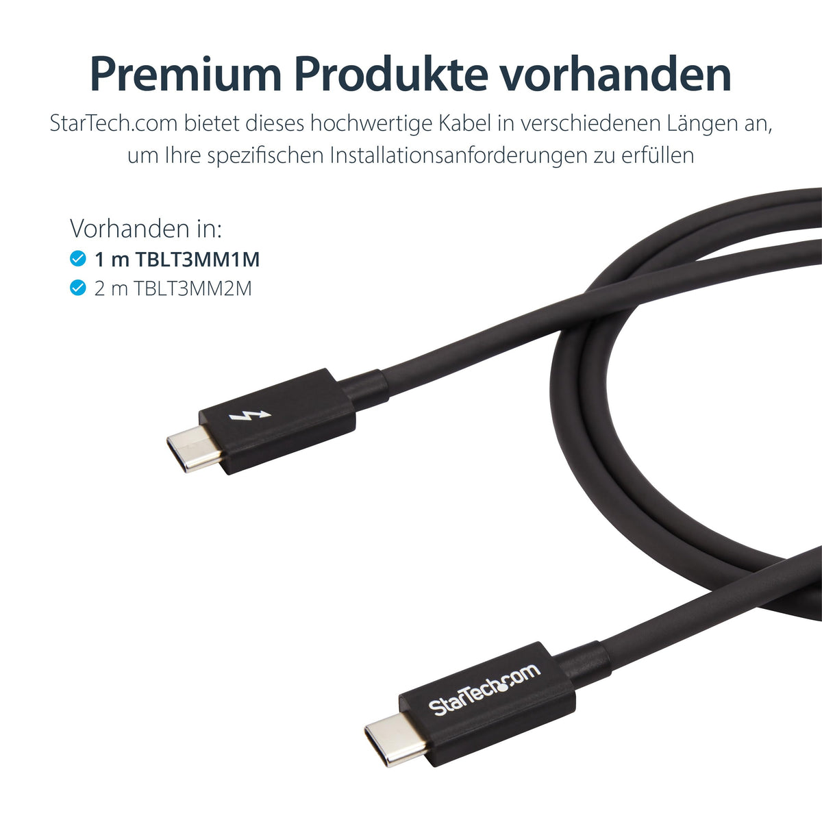 StarTech 3.3ft/1m Passive Thunderbolt 3 Cable 20Gbps, 4K60, 100W, Certified