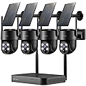 Kittyhok Black Solar Security Cameras Wireless Outdoor System, 5G/2.4G WiFi, 4pcs 2K Ultra Pan/Tilt Home Solar Security Camera with Human Detection
