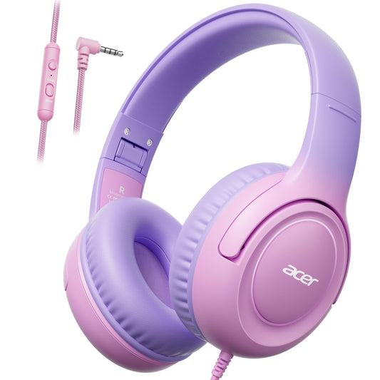 Acer Kids Headphones for School, 85-94dB Limiter, 3.5mm Jack, w/Mic HK03