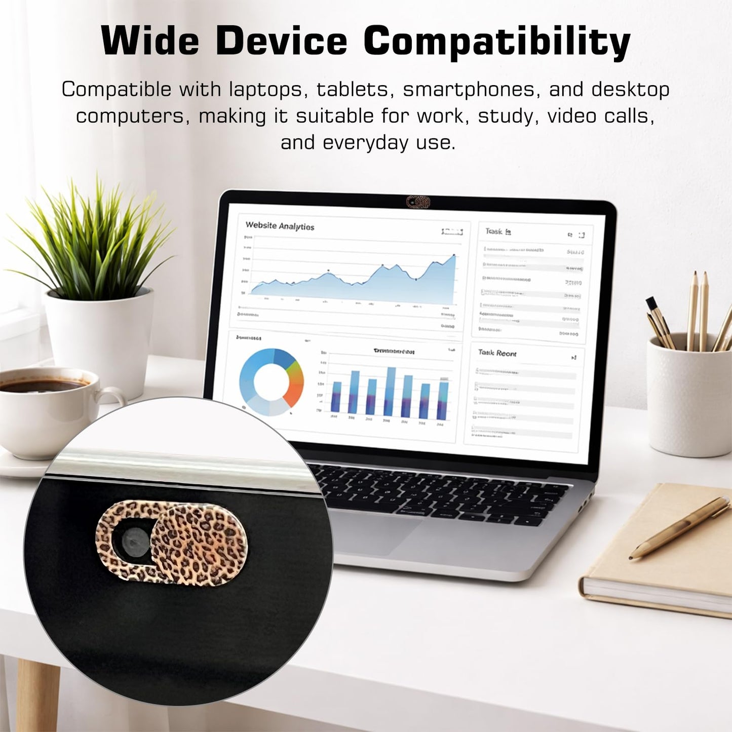 Leopard Print Webcam Cover Slide, Stylish Camera Privacy Blocker for Laptops, Phones & Tablets, Ultra-Thin Multi-Color Webcam Protection