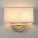 Yosoan Linen Fabric Cloth Boho Gold Brass Wall Sconce Stairwell Fixture Light, 2-Light Indoor Hardwired Dual Vanity Wall Mount Vintage Antique Metal