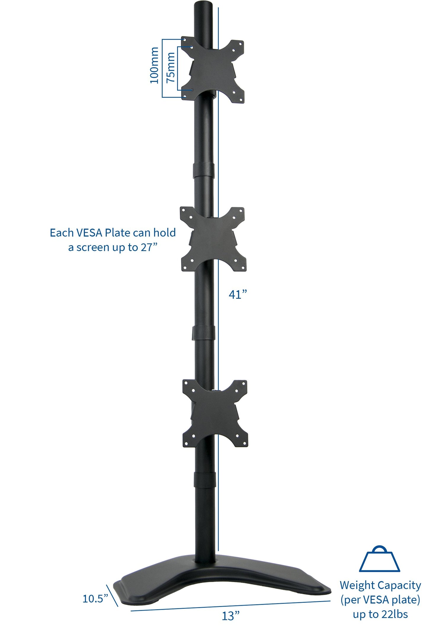 VIVO Triple Vertical LCD Monitor Height Adjustable Desk Mount Stand for 3 Screens up to 27 inches STAND-V003D