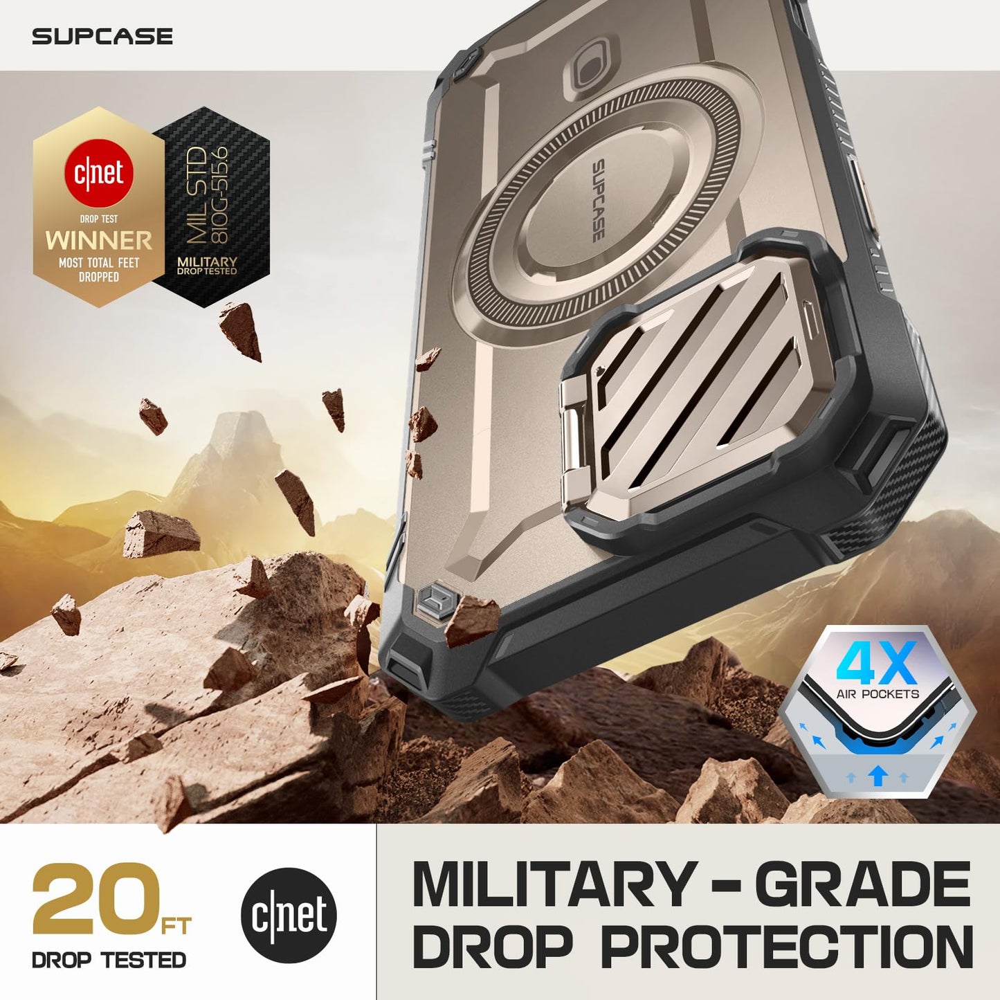 SUPCASE for iPhone 16 Pro Max Case with Camera Cover Stand (UBMag XT), [Compatible with MagSafe] [Built-in Kickstand] [Military-Grade Protection]