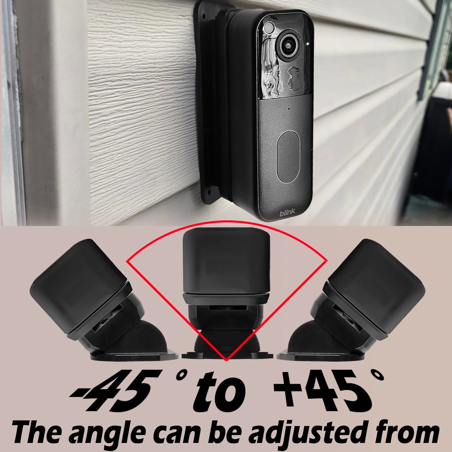 Adjustable (-45°to 45°) Corner Mount for Blink Video Doorbell, Fit for Both 1st Gen & 2nd Gen, Adhesive & Drill Accessories Included, Dual-use Wedge