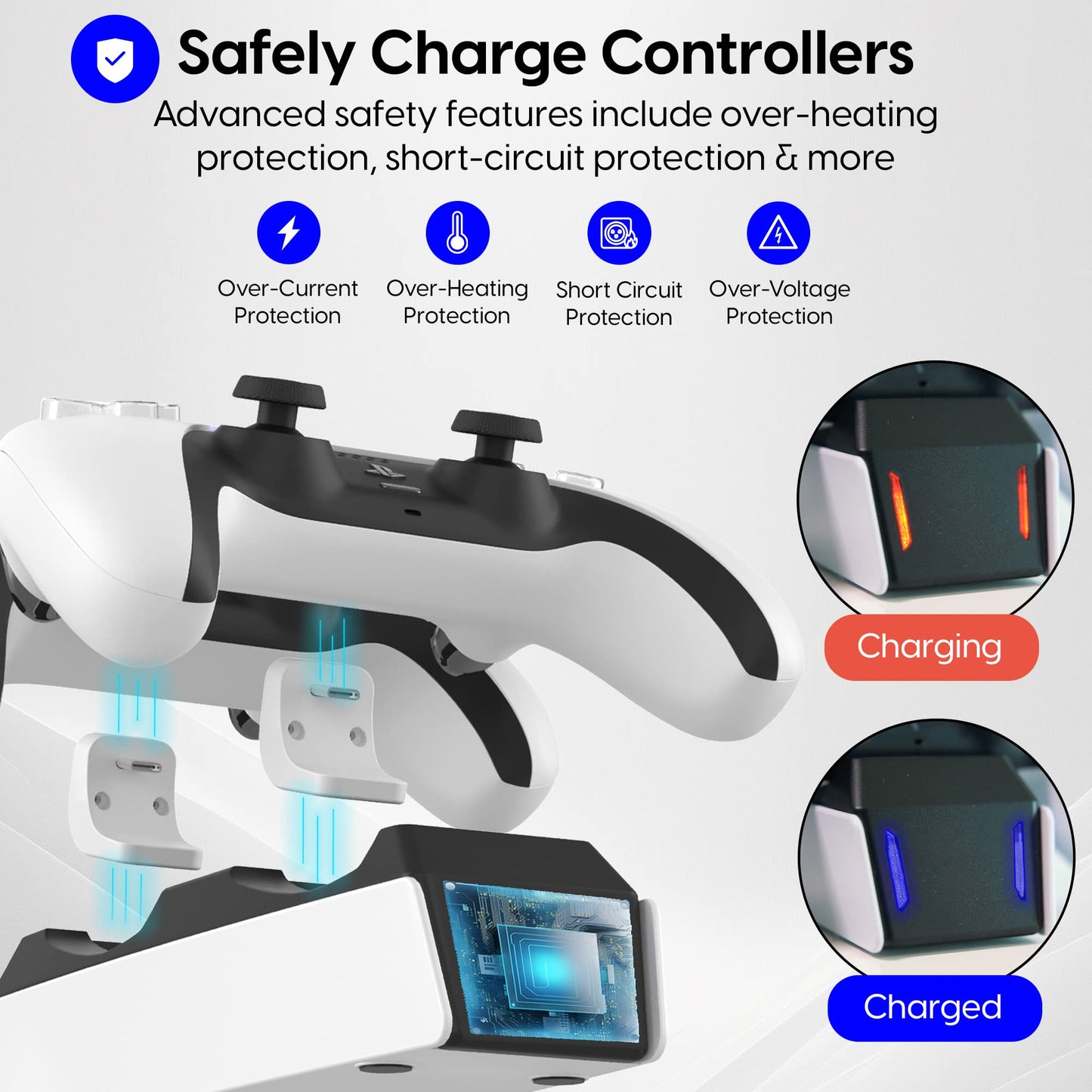TalkWorks PS5 Controller Charger Station for PlayStation 5 - Fast Charging Dock Stand with Dual Detachable USB C Adapters