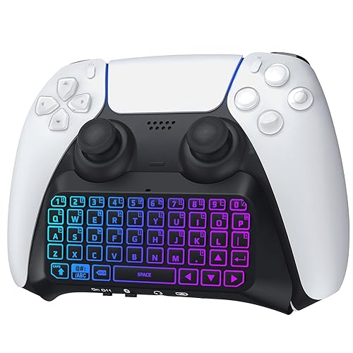 TiMOVO RGB Backlight Keyboard for PS5 Controller, Wireless Bluetooth Keypad Chatpad for PlayStation 5 Controller, Mini PS5 Multi-Color Game Keyboard