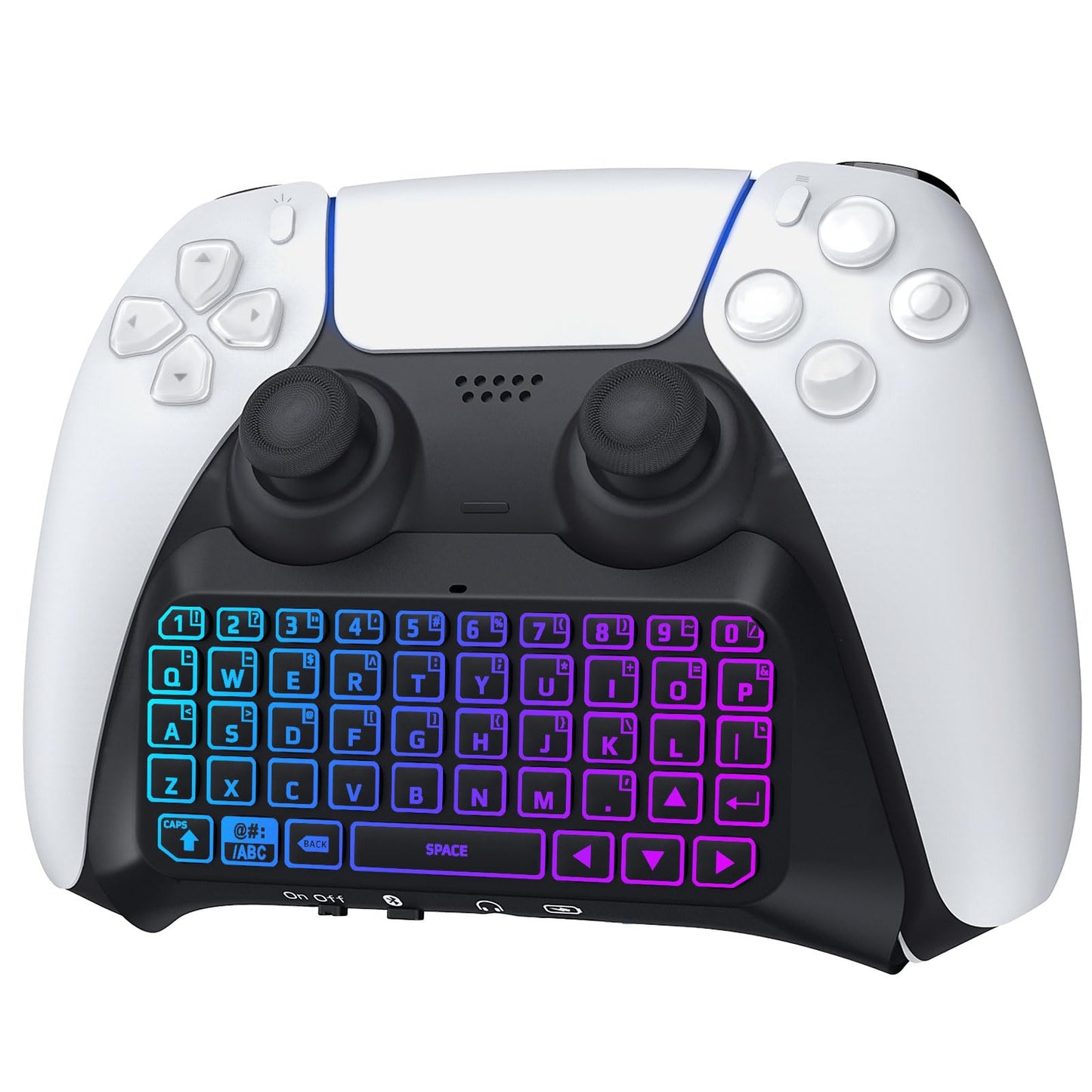 TiMOVO RGB Backlight Keyboard for PS5 Controller, Wireless Bluetooth Keypad Chatpad for PlayStation 5 Controller, Mini PS5 Multi-Color Game Keyboard
