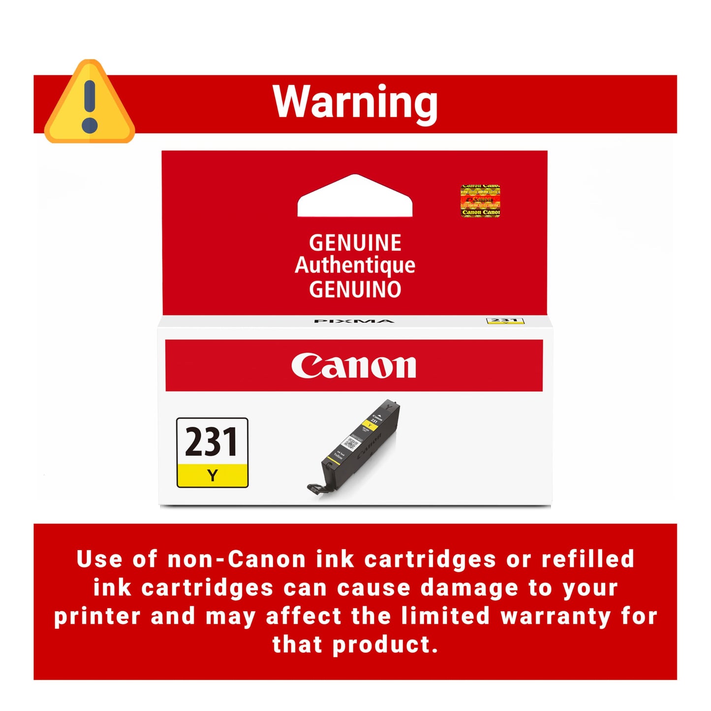 Canon CLI-231 Genuine Yellow Ink Tank, Compatible with PIXMA TS8820 Printers