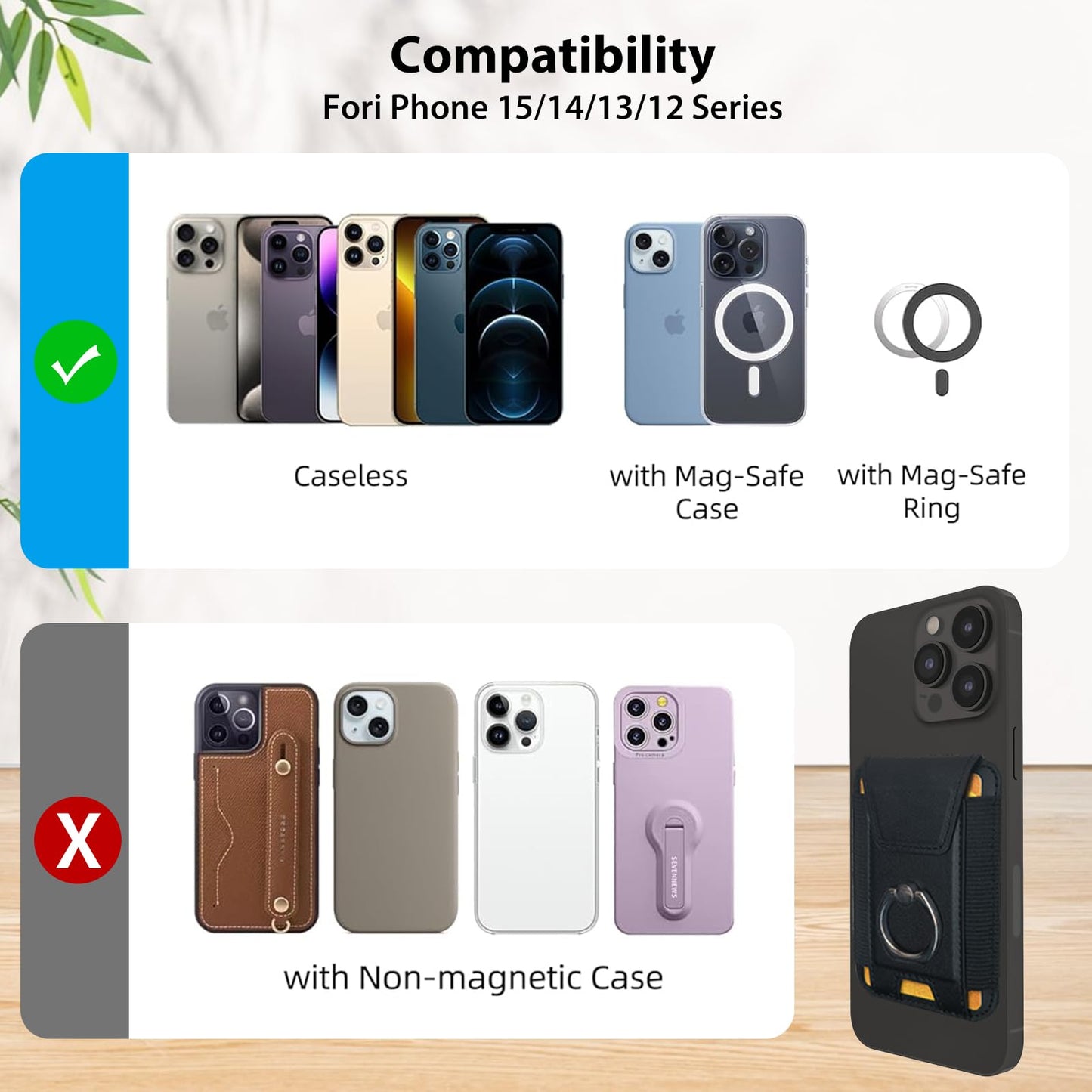 XHTTFDC Magnetic Wallet Compatible with MagSafe for iPhone 16 15 14 13 12 Pro Max Plus Model,for iPhone Stand 6 Card Holder Lightweight Flap Leather