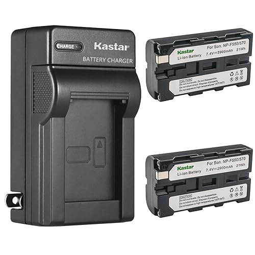 Kastar 2-Pack Battery and AC Wall Charger Replacement for Sony NP-F330 NP-F550 NP-F750 NP-F960 Battery, Sony BC-VM10 BC-VM50 BC-V615 Charger, GVM