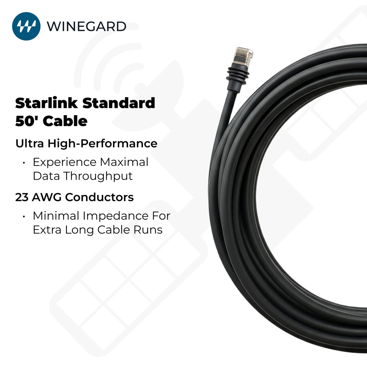 Winegard Heavy-Duty Cable for Starlink Standard SD-050C - 50ft - Black