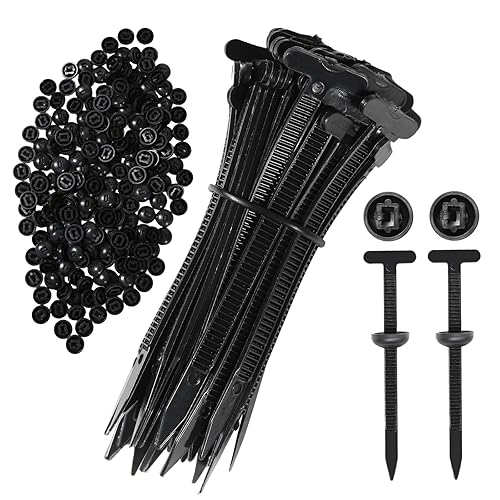 200PCS Nylon Universal Cable Tie Buckles, Heavy Duty Automotive Cable Ties & Fasteners, T-Head Clips Universal Car Bumper Fender Clips, Wire Bundling