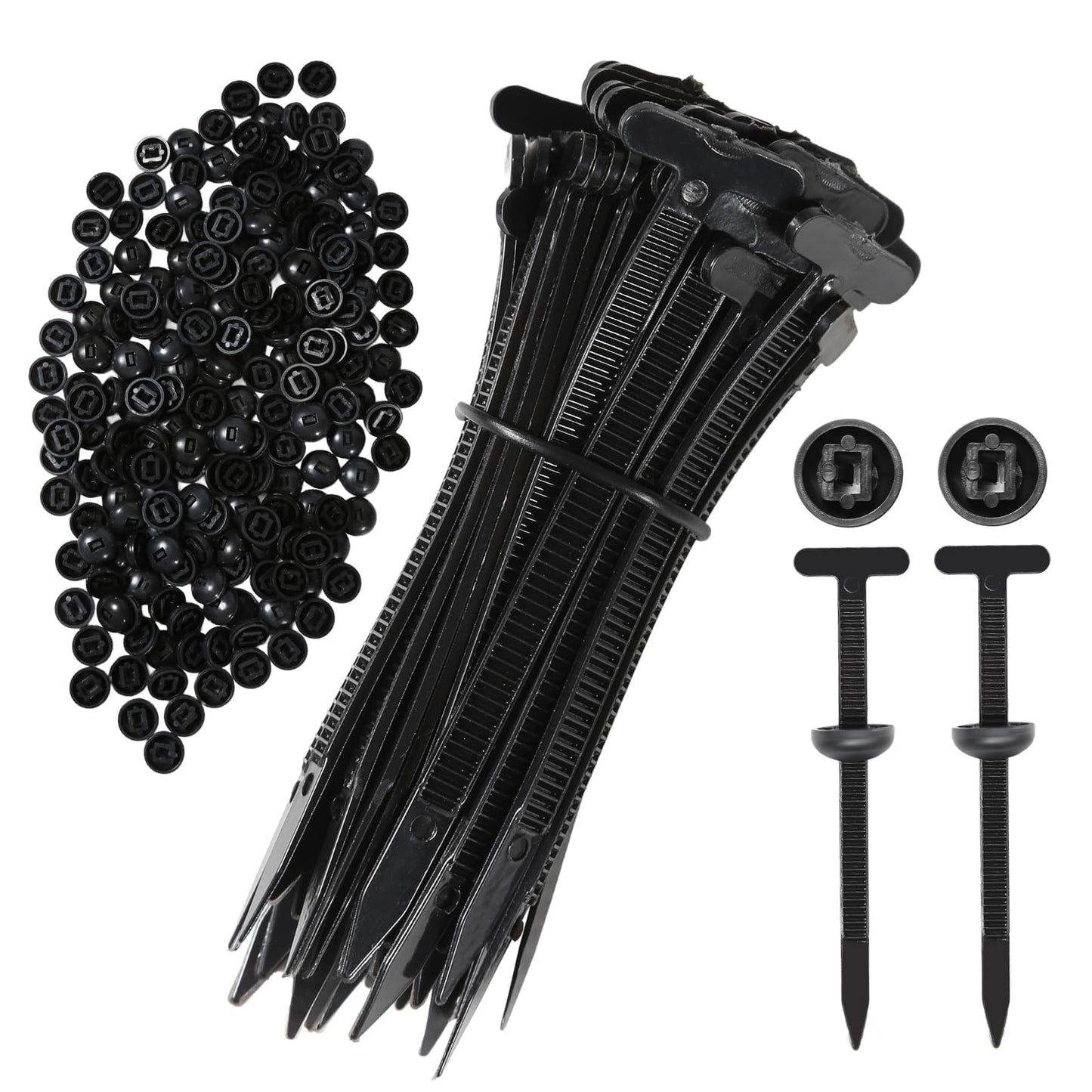 200PCS Nylon Universal Cable Tie Buckles, Heavy Duty Automotive Cable Ties & Fasteners, T-Head Clips Universal Car Bumper Fender Clips, Wire Bundling