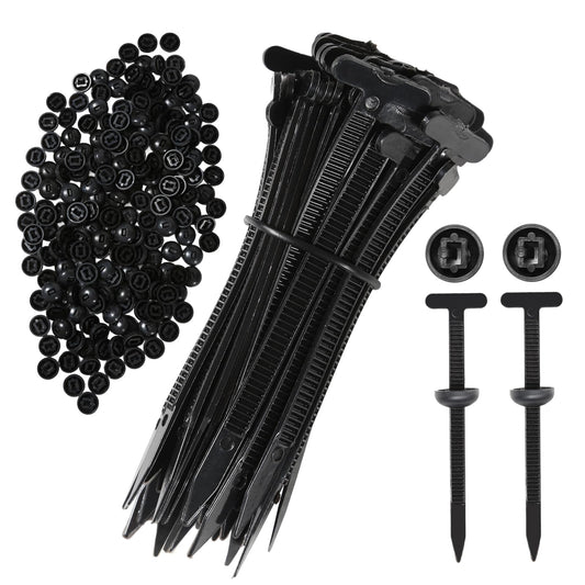 200PCS Nylon Universal Cable Tie Buckles, Heavy Duty Automotive Cable Ties & Fasteners, T-Head Clips Universal Car Bumper Fender Clips, Wire Bundling